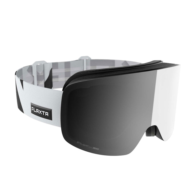 Flaxta Prime Frameless Ski/Snowboard Goggles - White w/Double Mirror Silver Lens