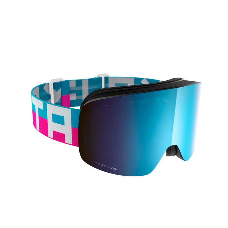 Flaxta Prime Frameless Ski & Snowboard Goggles - Blue/Pink w/Mirror Blue Lens