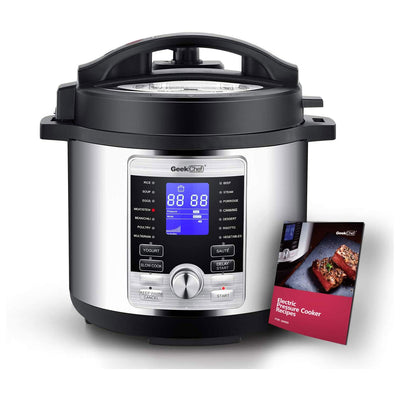 Geek Chef GP60D 6 Quart Stainless Electric Pressure Cooker Pot with LCD Display