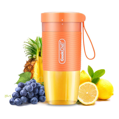 Geek Chef 10 Ounce Rechargeable Portable Blender Bottle with USB Cable, Orange
