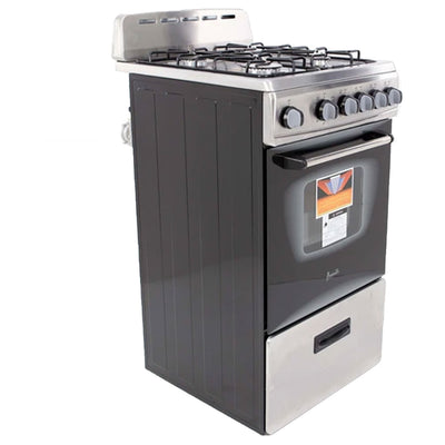 Avanti 20 Inch 2.1 Cubic Ft Natural Gas Kitchen Oven with 4 Burner Range, Black