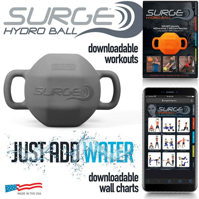 Surge Balance Enhancing Endurance Inertia Training Hydro Ball Pro, Gray, 25 Lbs
