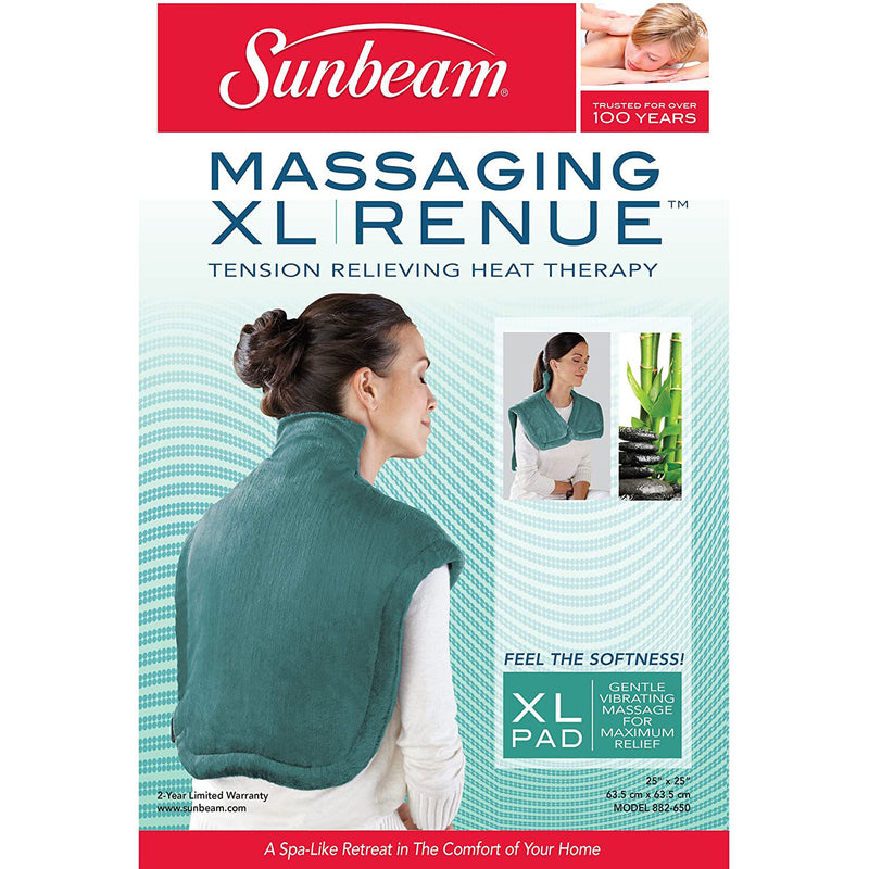Sunbeam Pain Relief Massaging XL Renue Heat Therapy Neck and Shoulder Wrap, Jade