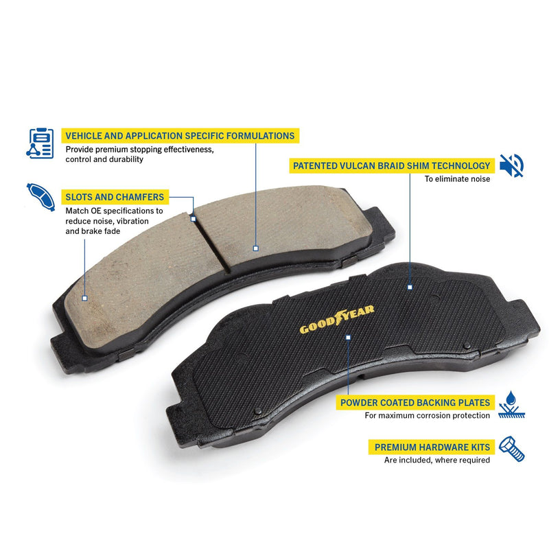 Goodyear Brakes GYD1164 Premium Ceramic Automotive Front Disc Brake Pads Set