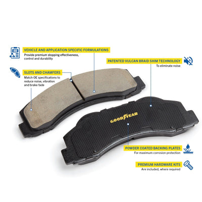 Goodyear Brakes GYD923 Premium Ceramic Automotive Front Disc Brake Pads Set