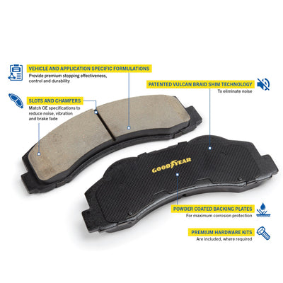 Goodyear Brakes GYD652 Automotive Carbon Ceramic Truck and SUV Front Brake Pads