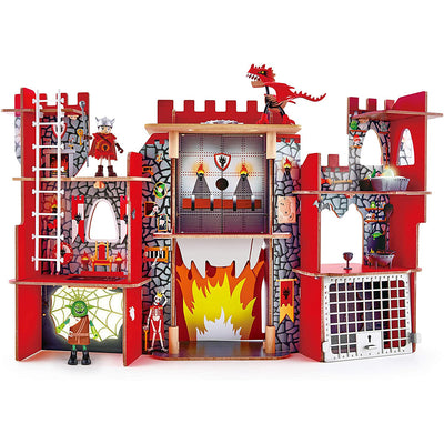 Hape Kid's Wooden Viking Dragon Castle Dollhouse Play Set w/ Magic Accessories