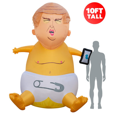 Holidayana 10 Ft. Inflatable Baby Donald Trump Yard Decoration with Fan & Stakes