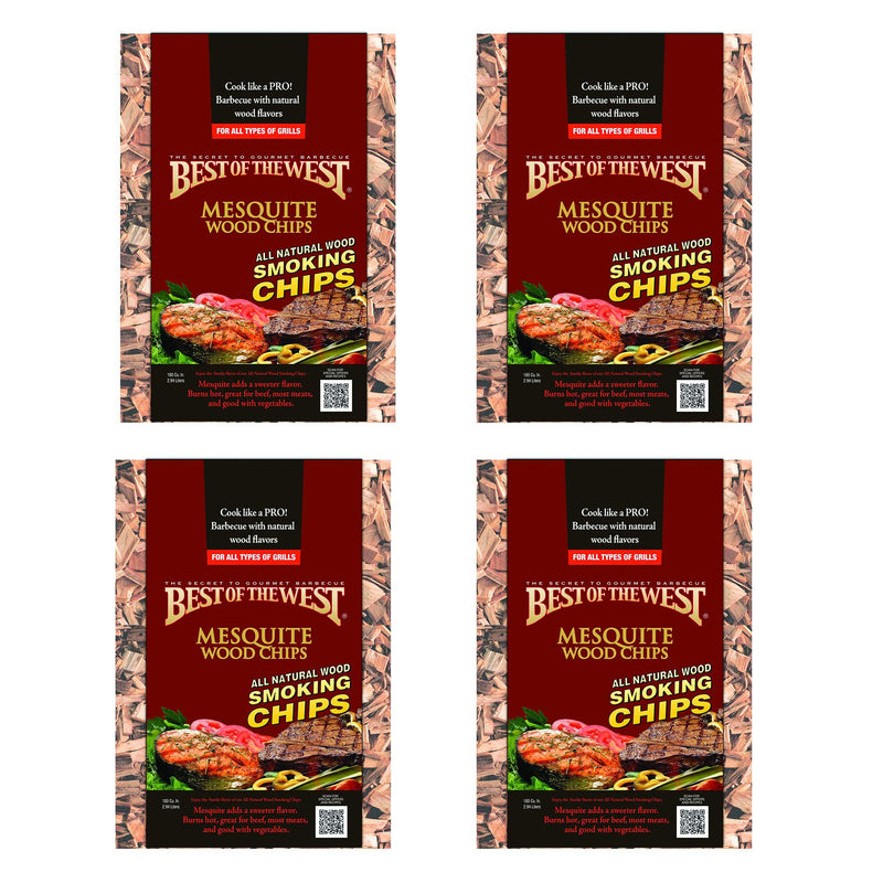 Best of the West Natural BBQ Mesquite Wood Smoking Chips, 180 Cu Inches (4 Pack)
