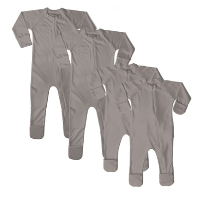 Goumikids Unisex Newborn Baby Footie Pajamas Sock Sleep Clothes, Pewter (4 Pair)