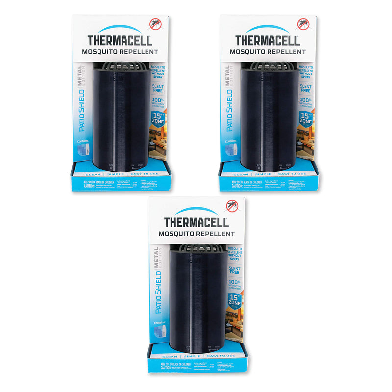 Thermacell Patio Shield Portable No Spray Bug Mosquito Repellent, Metal (3 Pack)