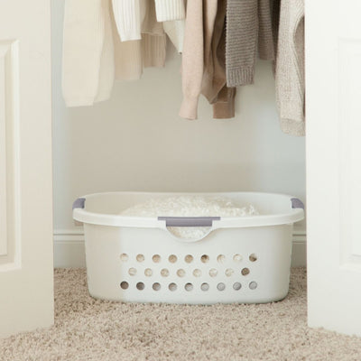 IRIS 589132 Comfort Carry White Plastic Lightweight Laundry Basket, Pack of 3