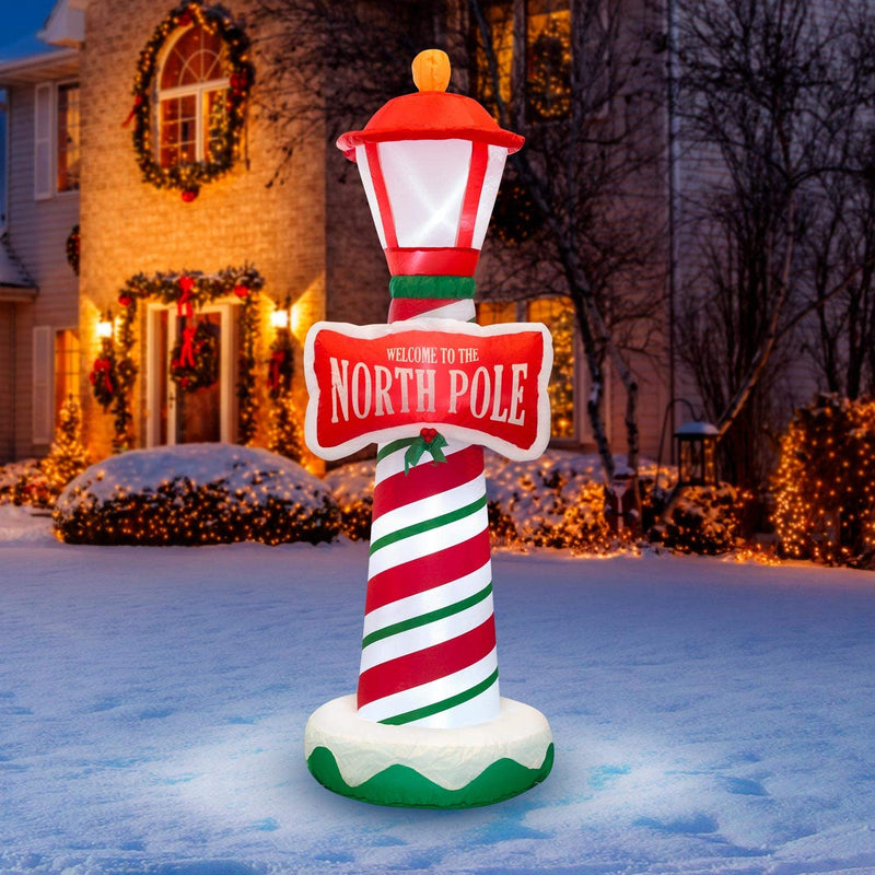 Holidayana 6 Foot Tall Giant Inflatable North Pole Lamp Holiday Yard Decoration