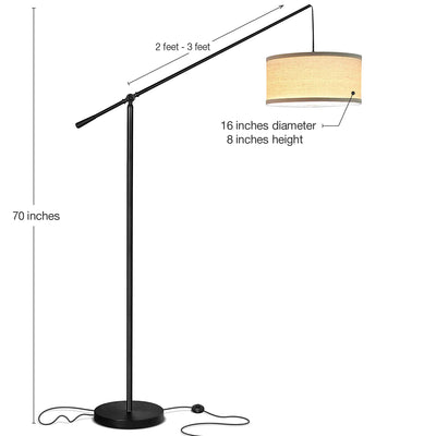 Brightech Hudson 2 Contemporary Hanging Arc Floor Lamp with LED Bulb, Black