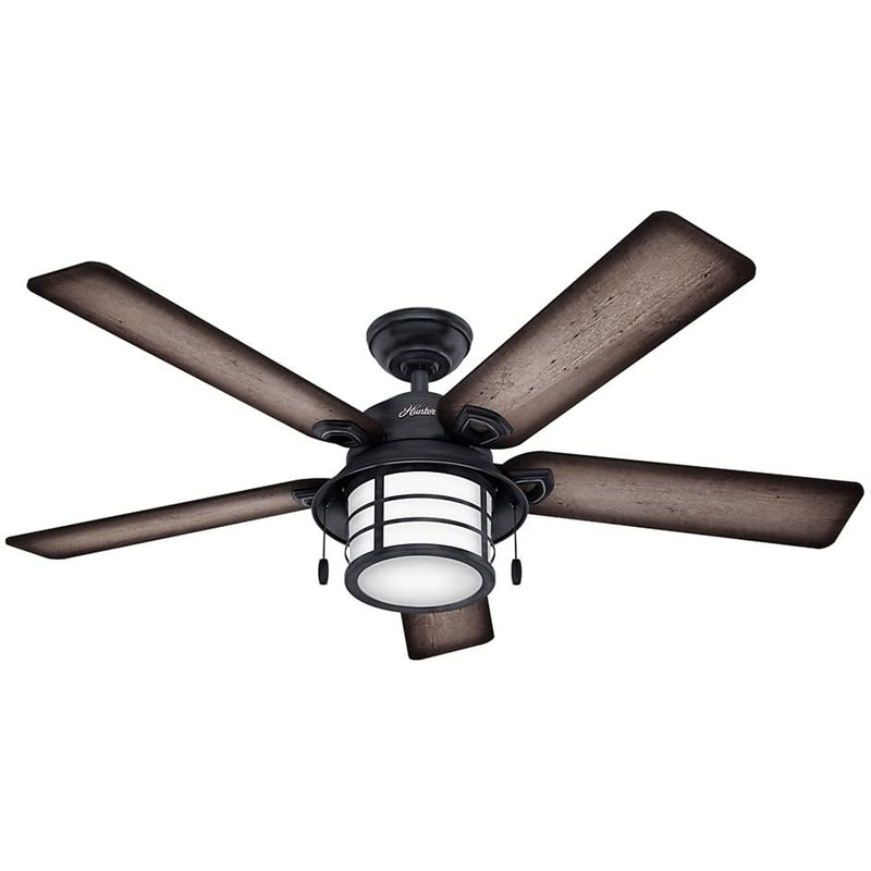 Hunter Key Biscayne 54" Indoor/Outdoor Ceiling Fan w/ Light and Pull Chain, Zinc