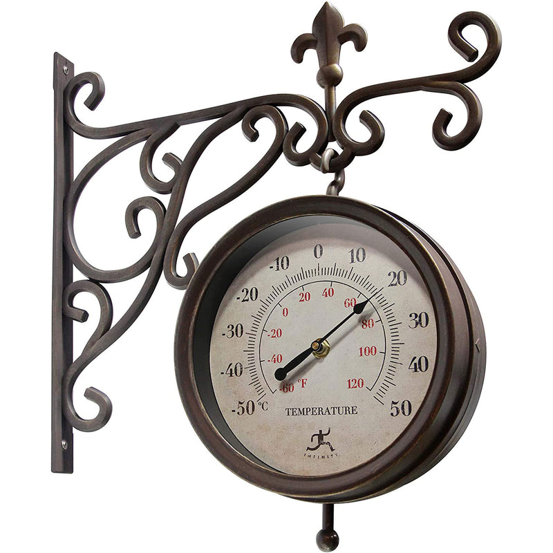 Infinity Instruments 20079AB-4430 Beauregard Outdoor Hanging Clock & Thermometer