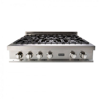 ZLINE 36" Italian Porcelain Rangetop with 6 Gas Cooktop Burners, Stainless Steel