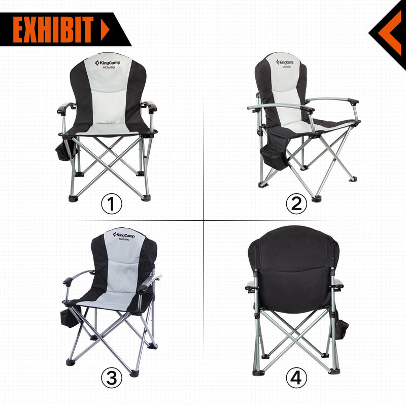 KingCamp Heavy Duty Steel Padded Camping Director Folding Chair with Cooler Bag