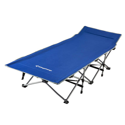 KingCamp Folding Deluxe Lightweight Portable Camping Bed Cot w/ Carry Bag, Blue