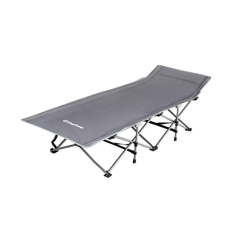 KingCamp Folding Deluxe Lightweight Portable Camping Bed Cot w/ Carry Bag, Gray