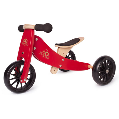Kinderfeets Tiny Tot Toddler 2-in-1 Balance Bike and Tricycle, Cherry Red