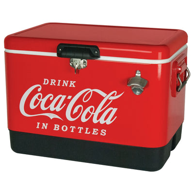 Koolatron 54 Quart Coca-Cola Portable Ice Chest Hard Cooler w/Bottle Opener, Red