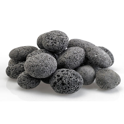 American Fire Glass 10 Pound 1 to 2 Inch Thick Tumbled Lava Stones, Black/Gray