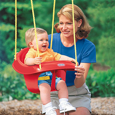 Little Tikes 637247 Highback Plastic Toddler Playset Swing with Seat Belt, Red