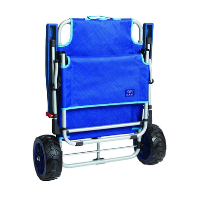 Mac Sport 2-in-1 Beach Camping Folding Lounger Chair & Wagon Cart w/ Locks, Blue - VMInnovations