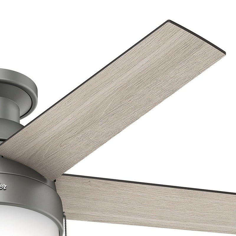 Hunter Anslee 46" 5 Home Ceiling Fan with LED Light and Pull Chain, Matte Silver