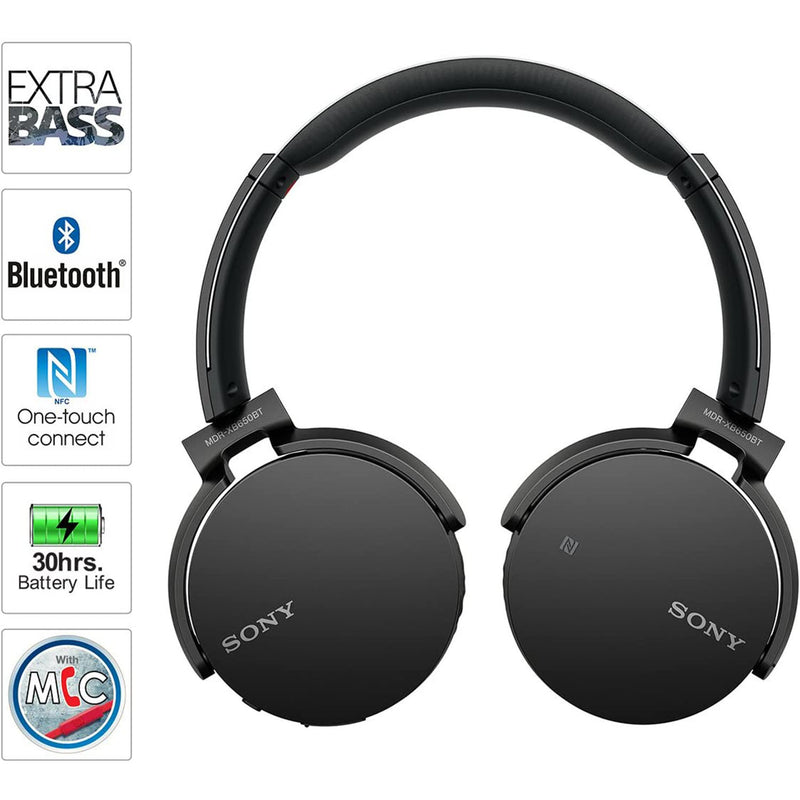 Sony Bluetooth Over the Ear Extra Bass Wireless Headphones w/ Microphone, Black