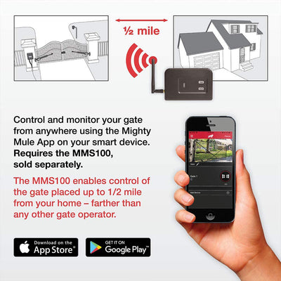 Mighty Mule MM371W SOL Secure Solar Powered App Controlled Automatic Gate Opener