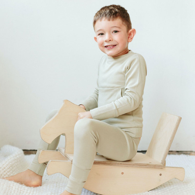 Goumikids Unisex Toddler Loungewear Organic Sleeper Clothes Pajama Set, 5T Moss