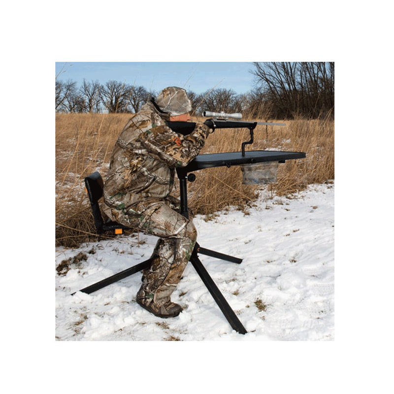 Muddy Outdoors Xtreme Swivel Shooting Hunting Steel Benchrest w/ Gunrest, Black