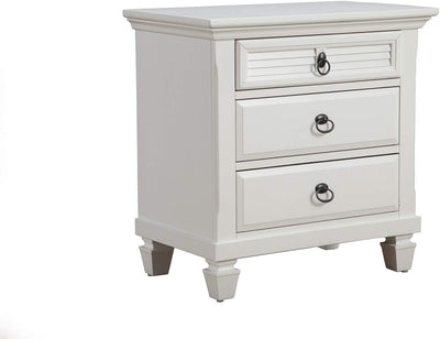 Alpine Furniture 1306-W-NS Winchester Farmhouse Bedside Nightstand Table, White