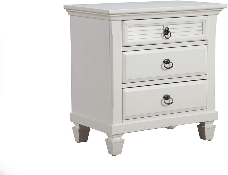 Alpine Furniture 1306-W-NS Winchester Farmhouse Bedside Nightstand Table, White