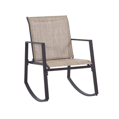 Numark Aurora 3 Piece Outdoor Rocking Chair Bistro Set with Polyester Sling, Tan