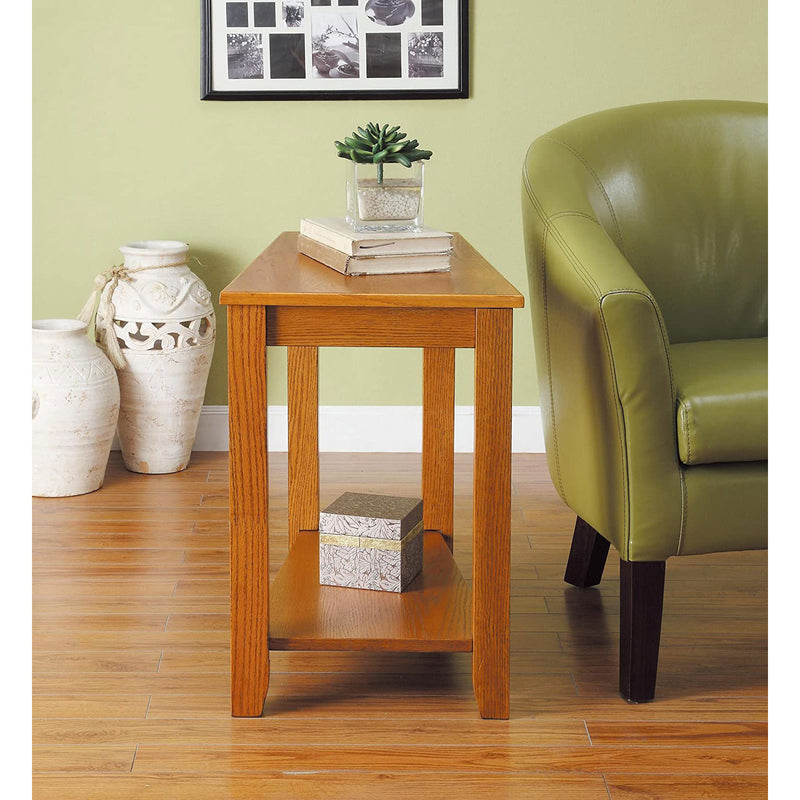 Homelegance Elwell Wood Modern Living Room Wedged Chairside Side Table, Oak