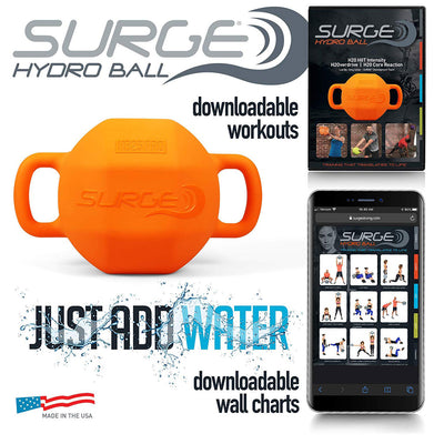 Surge Balance Enhancing Endurance Inertia Training Hydro Ball, Orange, 25 Lbs