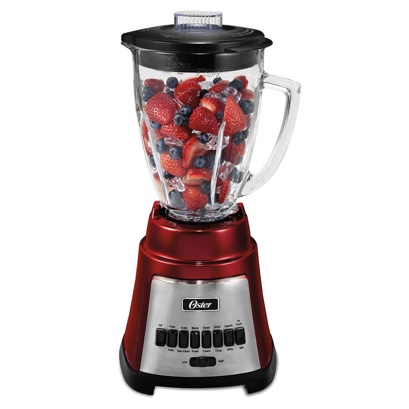 Oster Classic Series 6-Cup Glass Jar Heavy-Duty 12-Speed Blender, Metallic Red