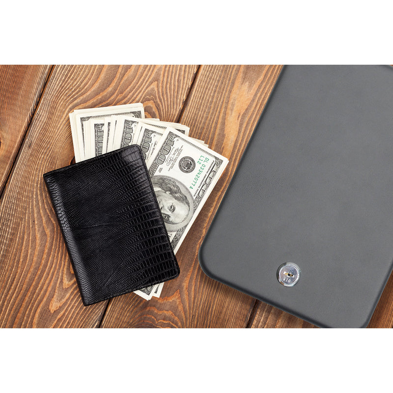 Stack-On Compact Portable Slim Steel Security Case Mini Safe, Small, Matte Black