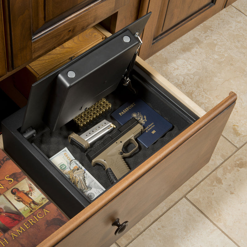 Stack-On Compact Drawer Safe with Electronic Lock and Mounting Hardware, Medium