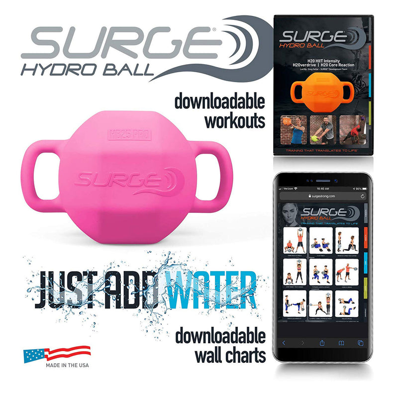Surge Balance Enhancing Endurance Inertia Training Hydro Ball, Pink, 25 Lbs - VMInnovations