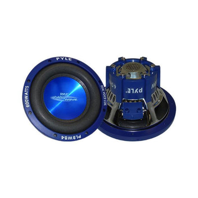 Pyle PLBW124 8 Inch 600 Watt Injection Molded Cone Car DVC Audio Subwoofer, Blue