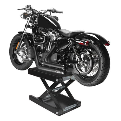 Pyle PLMOTJC11 Motorcycle Scissor Hoist Stand Lift Jack & Dolly w/ Wheels, Black