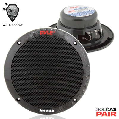 Pyle PLMR605B 6.50 Inch Waterproof 2 Way Full Range Marine Speaker Pair, Black