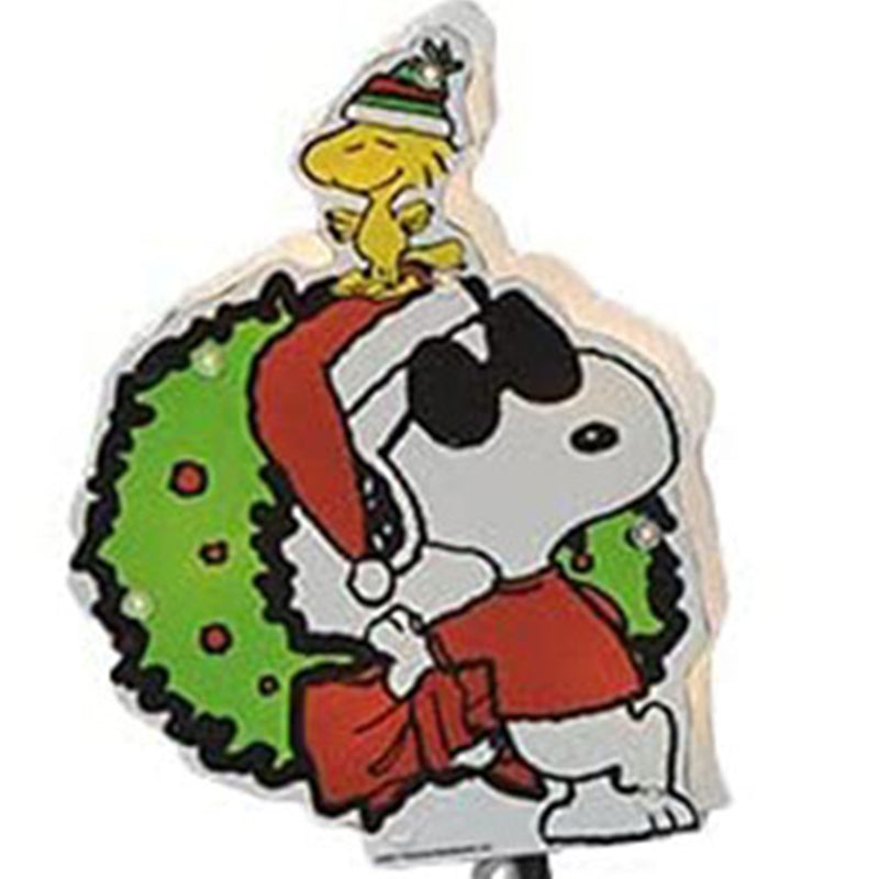 ProductWorks 8in Peanuts Pre Lit Joy Christmas Pathway Markers Yard Lawn Décor
