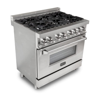 ZLINE 36 Inch Professional Dual Fuel Gas Range Electric Oven, Stainless Steel