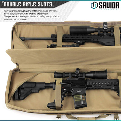 Savior Equipment Earth Tan Urban Warfare Double Rifle Gun Carrying Case, 46 Inch