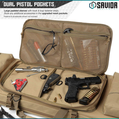 Savior Equipment Earth Tan Urban Warfare Double Rifle Gun Carrying Case, 46 Inch